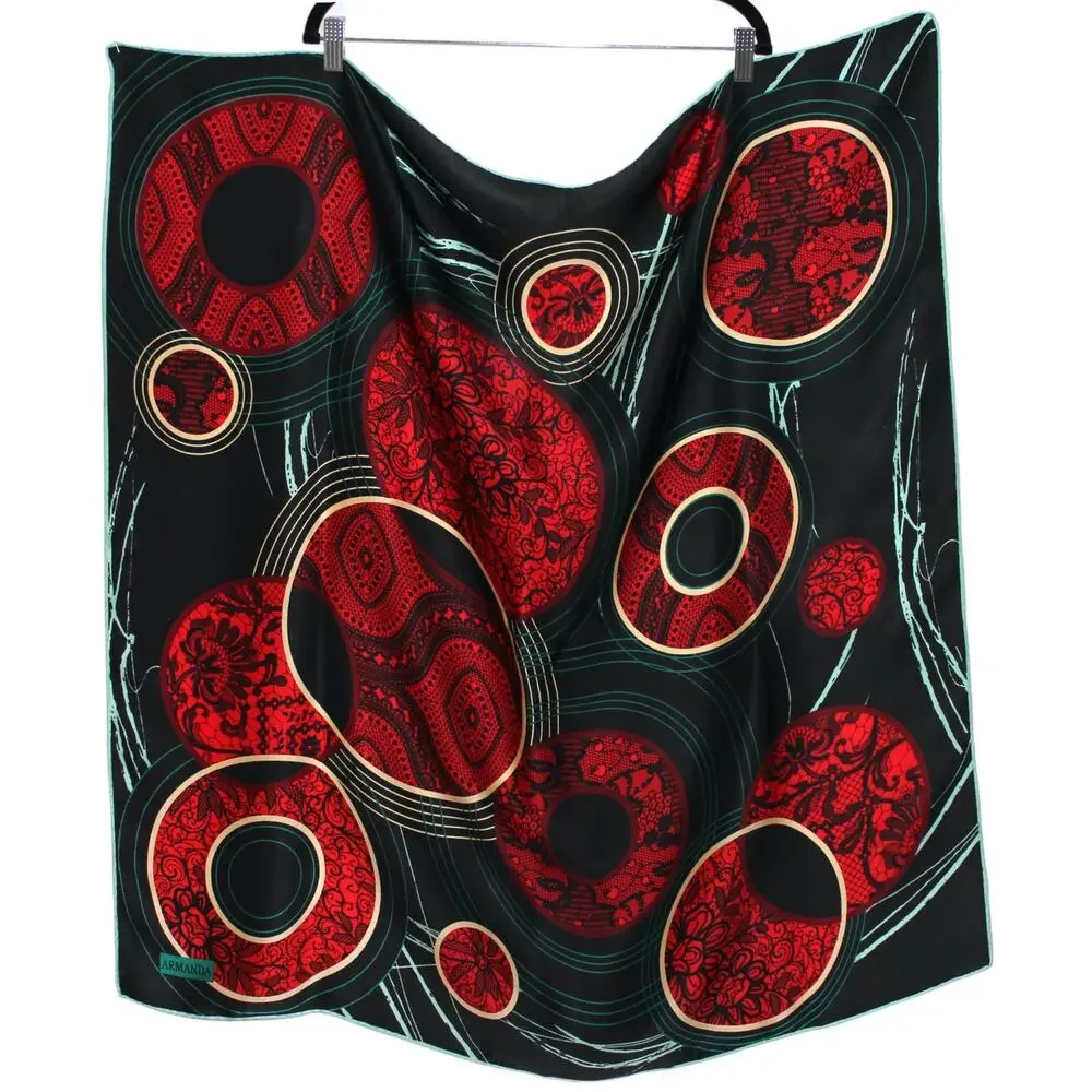 100% Silk Multi Color Patterned Square Large Scarf